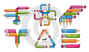 Collection Education Infographics template. Infographics for business presentations or information banner