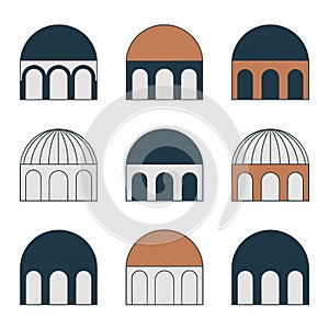 Set of islamic architecture domes vector illustrations