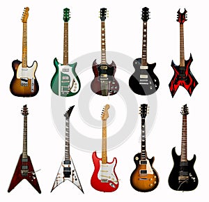 Collection of electric guitars photo