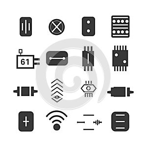 Collection of Electronic Component and Technology Icons