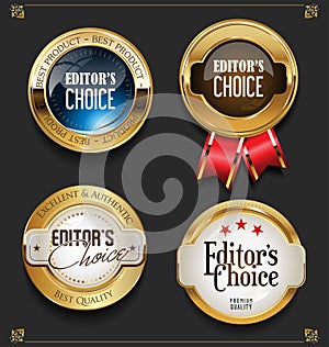 Collection of Elegant golden premium Editors choice labels photo