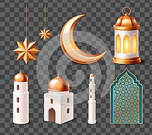 Ramadan elements in realistic style