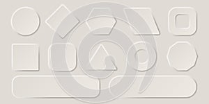 Collection of empty buttons in the style of neomorphism. Set for design of user interface elements. Vector illustration photo