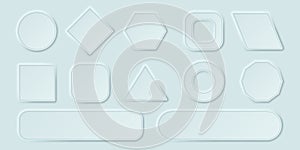 Collection of empty buttons in the style of neomorphism. Set for design of user interface elements. Vector illustration photo