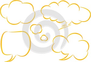yellow colorful comic style speech bubbles set