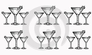 Collection of empty glassware on white background