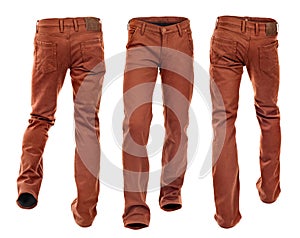 Collection of empty jeans in motion