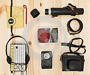 Collection equipment for tourist or expedition.