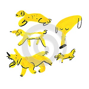 Expressive Handrawn Painted Dog Characters Collection photo
