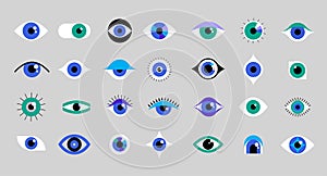 Collection of eyes logos, symbols and icons. Concept illustration