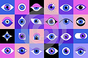 Collection of eyes logos, symbols and icons. Concept illustration