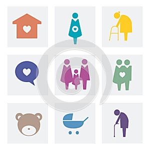 Collection of family icons pictogram illustration