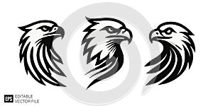 Stylized Eagle Head Vector Logos Set