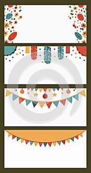 A Collection of Festive Celebration Banners and Frames.