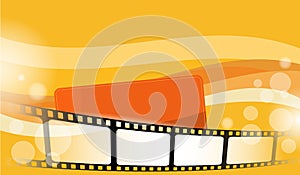 Collection Film strip frame isolated on colorful background with template for text. Cinema festival poster, banner or flyer