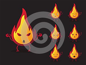 Collection of fire cartoon character design vector