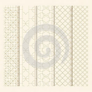 Set of Geometric Patterns on Cream Background