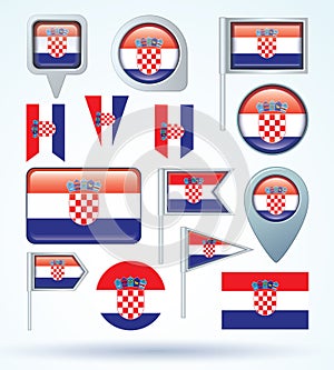 Collection Flag of Croatia, vector illustration