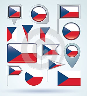 Collection Flag of czech republic, vector illustration