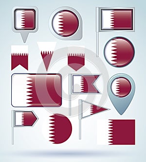 Collection Flag of Qatar, vector illustration