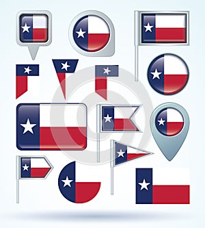 Collection Flag of Texas, vector illustration