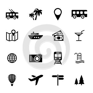 Collection of flat icons - holiday, traveling, transport and vacation - tourism related icons