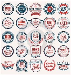 Set of flat shields badges and labels retro style