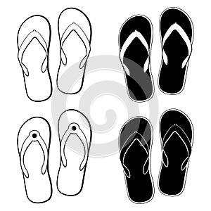 vector collection of flip flops icons photo