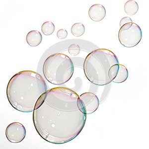 Floating bubbles isolated on white background