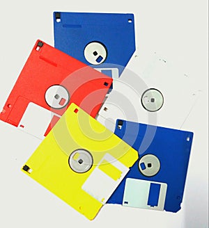 Collection of floppy disk used in old computer models