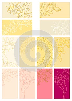 Collection of floral backgrounds with orchids