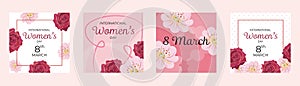 Collection of floral templates for international women day.