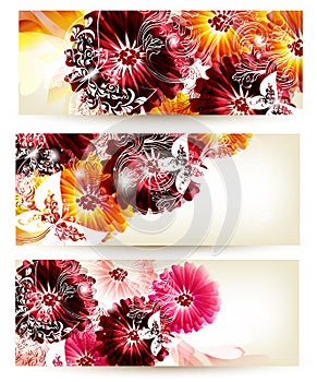 Collection of flower vector backgrounds