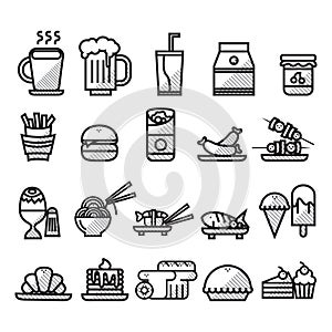 A collection of food icons Illustration.. Vector illustration decorative design