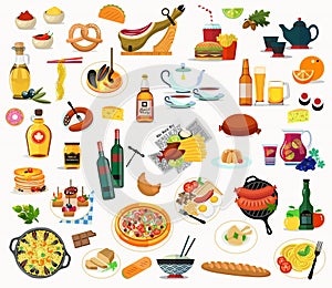 Collection Of Food Vector Colorful Cartoon Icons