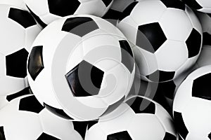 Collection of footballs outdoor isolated photo