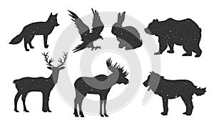 Collection of forest animals silhouette