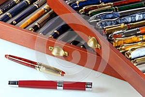 Collection of fountain pens photo