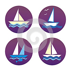 Collection of four sailboats, eps.