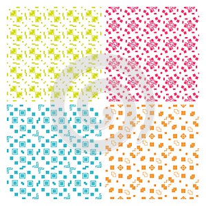 Collection of four simple geometric vector seamless patterns