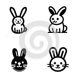 A collection of four simple and memorable bunny logos