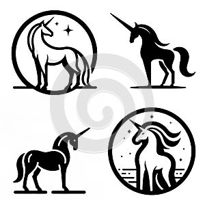 A collection of four simple and memorable licorne logos photo
