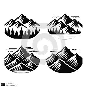 Mountain Landscape Vector Illustrations Set