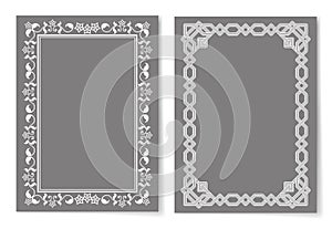 Collection Frames Silver Color Isolated on Grey