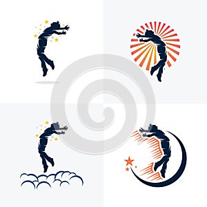 Collection of Free Man Jumping and Flying Logo Design Template