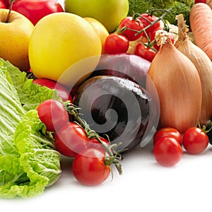 Collection fresh fruits and vegetables