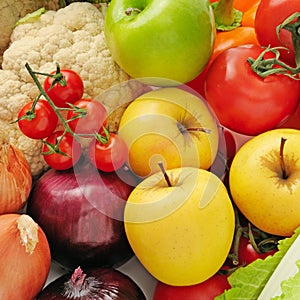 Collection fresh fruits and vegetables