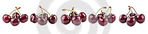 Collection of freshly washed cherries isolated on transparent background.