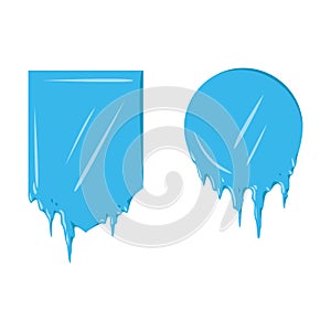 Collection of frozen icicle snow winter vector banner.