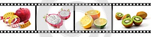 Collection of fruits with film strip